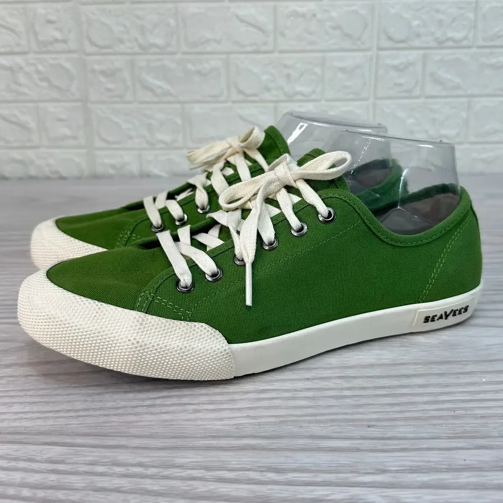 Seavees Shoes WMNS 8 Monterey Sneaker Cactus Green Lace Up Low Up Flat Canvas - Picture 7 of 9